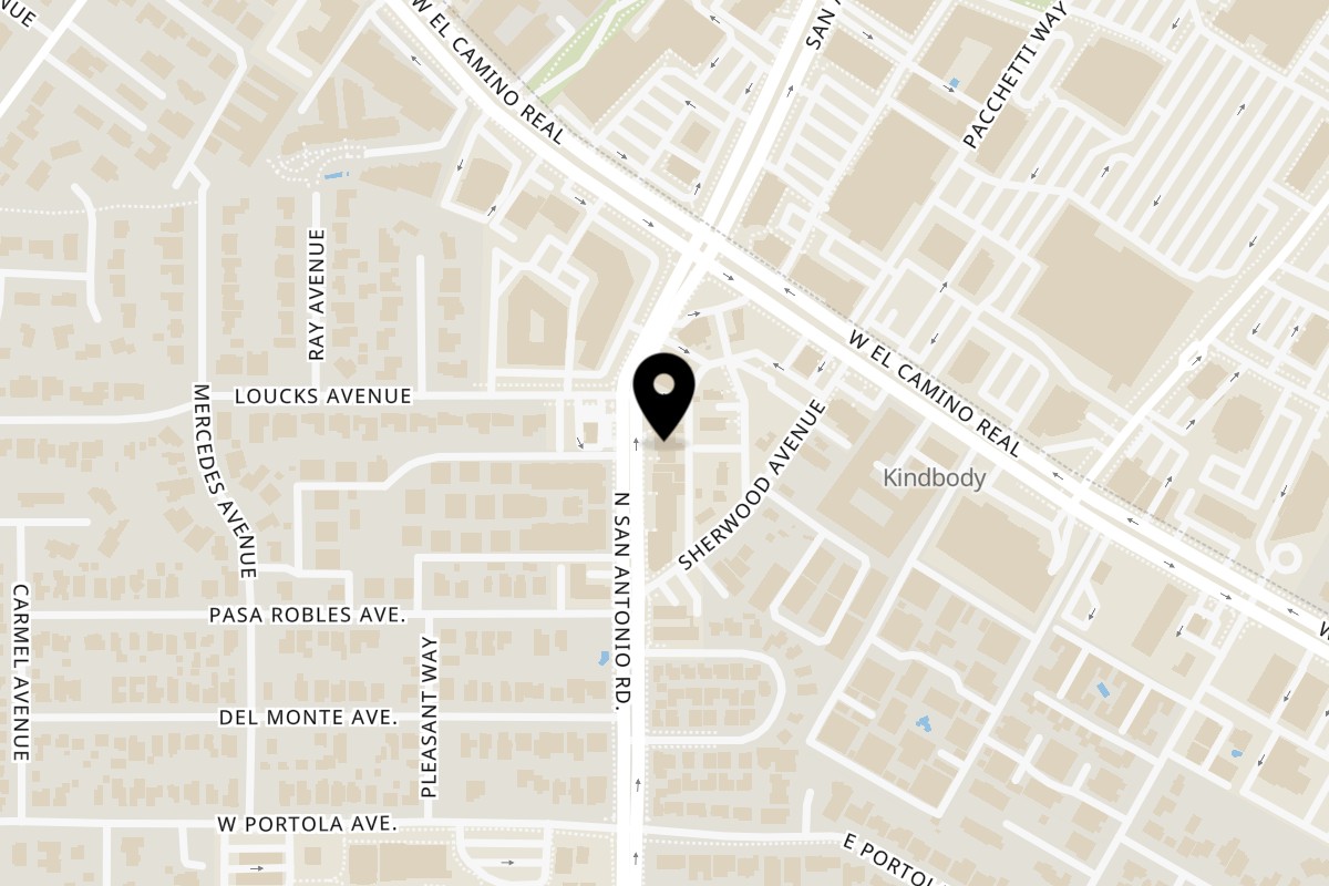 Map showing the location of Estrellita Mexican Bistro on 971 N San Antonio Rd in Los Altos